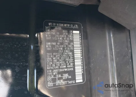 2023 Nissan Rogue Sv Fwd из США, поврежденный, VIN JN8BT3BAXPW436406